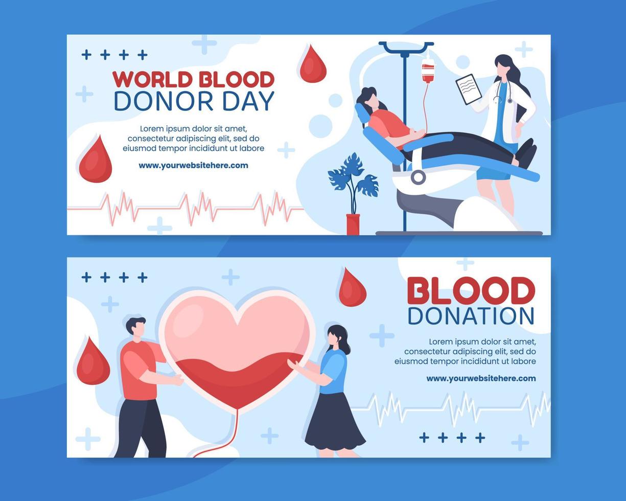 modelo de banner do dia mundial do doador de sangue ilustração em vetor plano de fundo dos desenhos animados