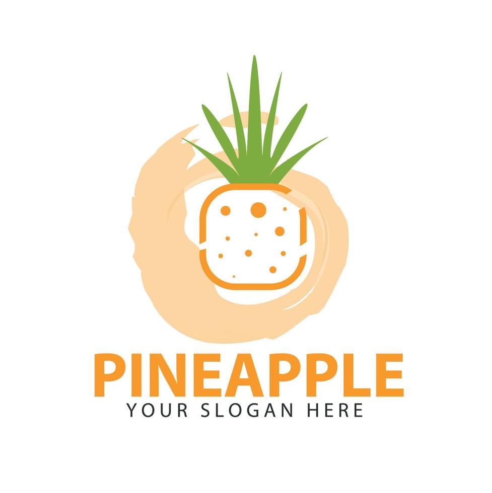 ilustração criativa artística do projeto do símbolo do logotipo da fruta do abacaxi. logotipo de suco de frutas vetor