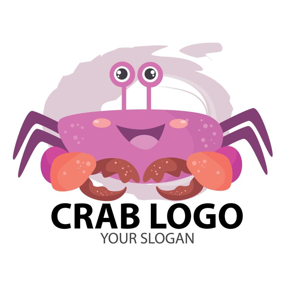 modelo de vetor de ideia de logotipo de caranguejo fofo. adicionar slogan