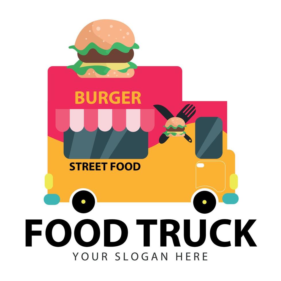 food truck comercial moderno para fazer e vender hambúrgueres. ilustração vetorial plana vetor