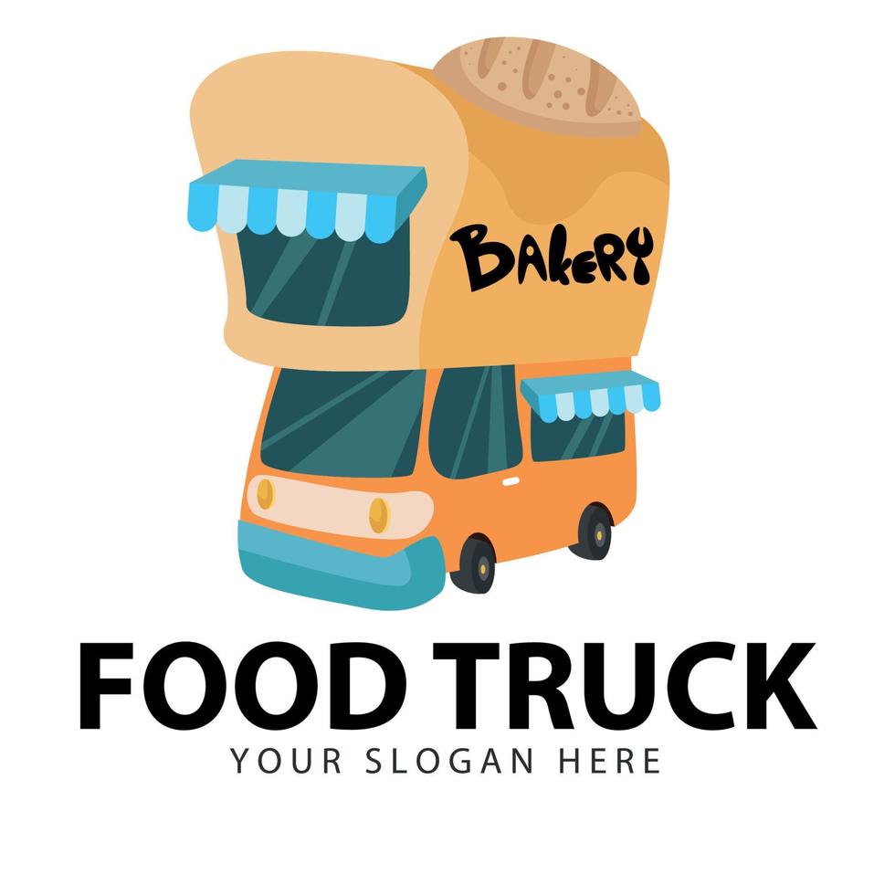 logotipo de um caminhão de comida vendendo comida de bolo de rua no centro da cidade vetor