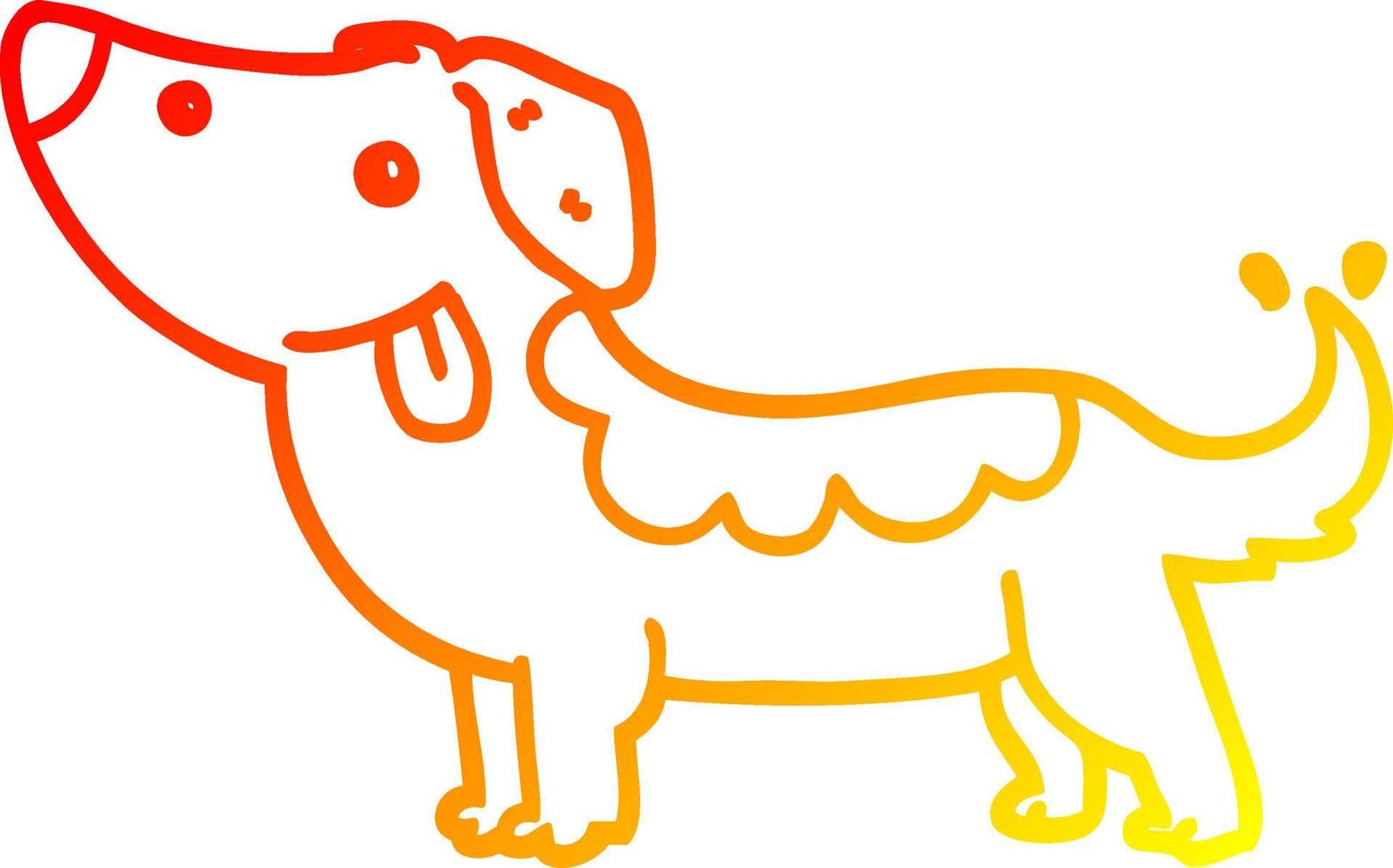 cão de desenho animado de desenho de linha de gradiente quente vetor