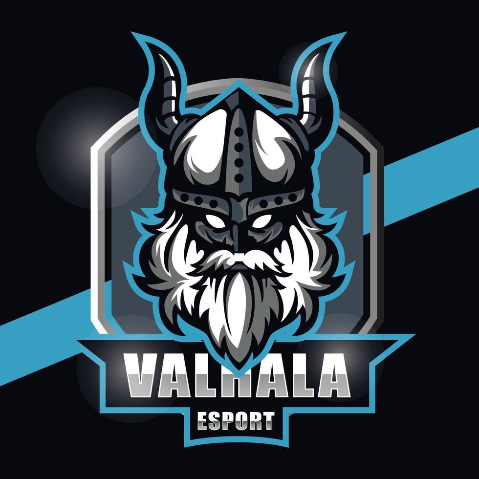 design de logotipo de mascote de cabeça viking para esport vetor