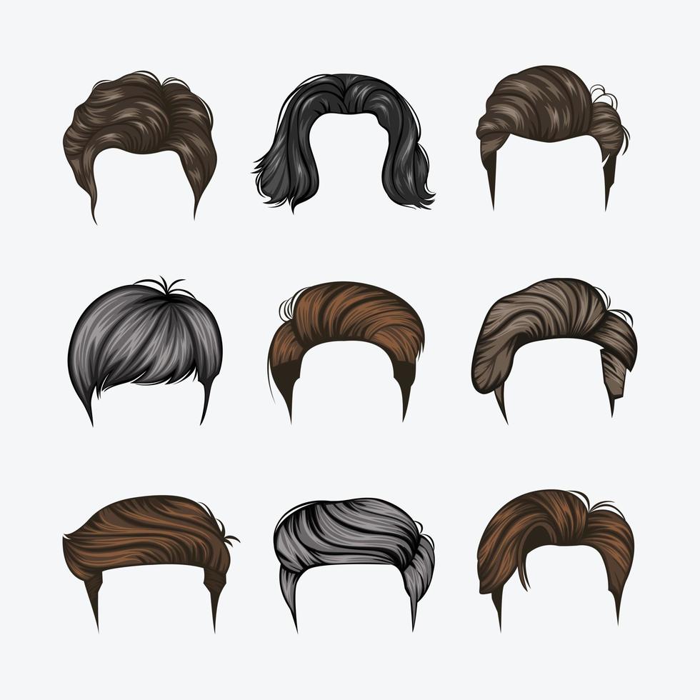 conjunto de variedade de penteados masculinos vetor