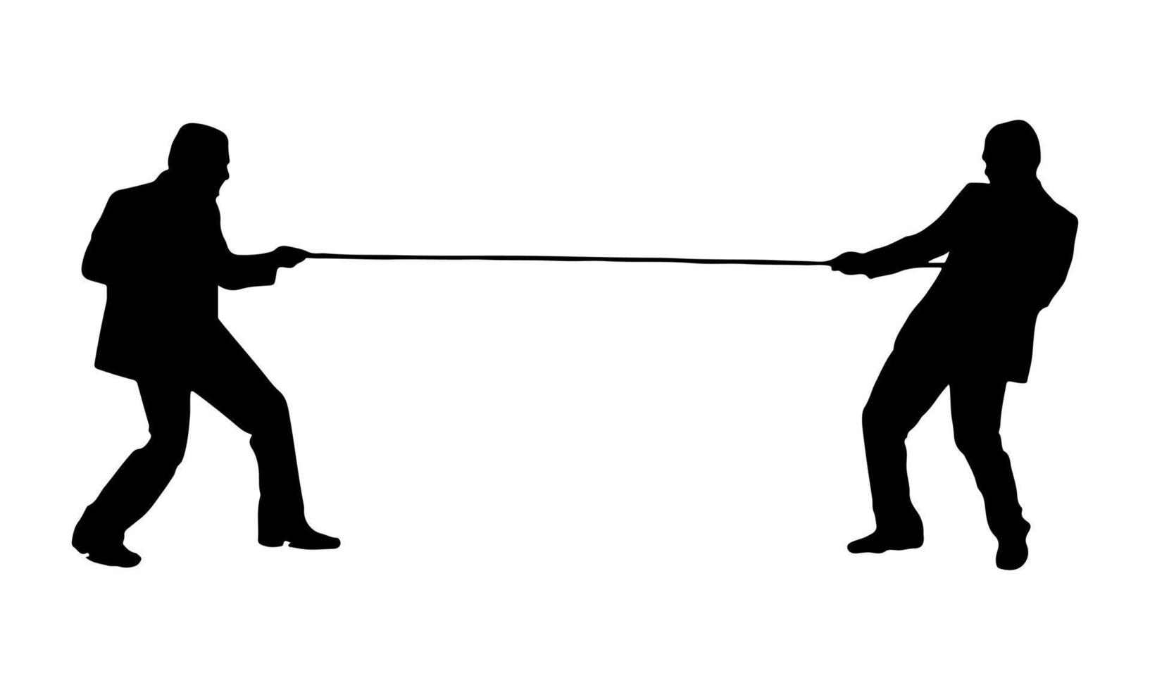 silhueta de dois homens de escritório puxando uma corda vetor