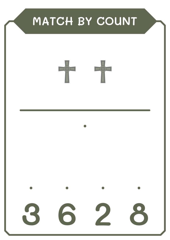 jogo por contagem de cruz cristã, jogo para crianças. ilustração vetorial, planilha para impressão vetor