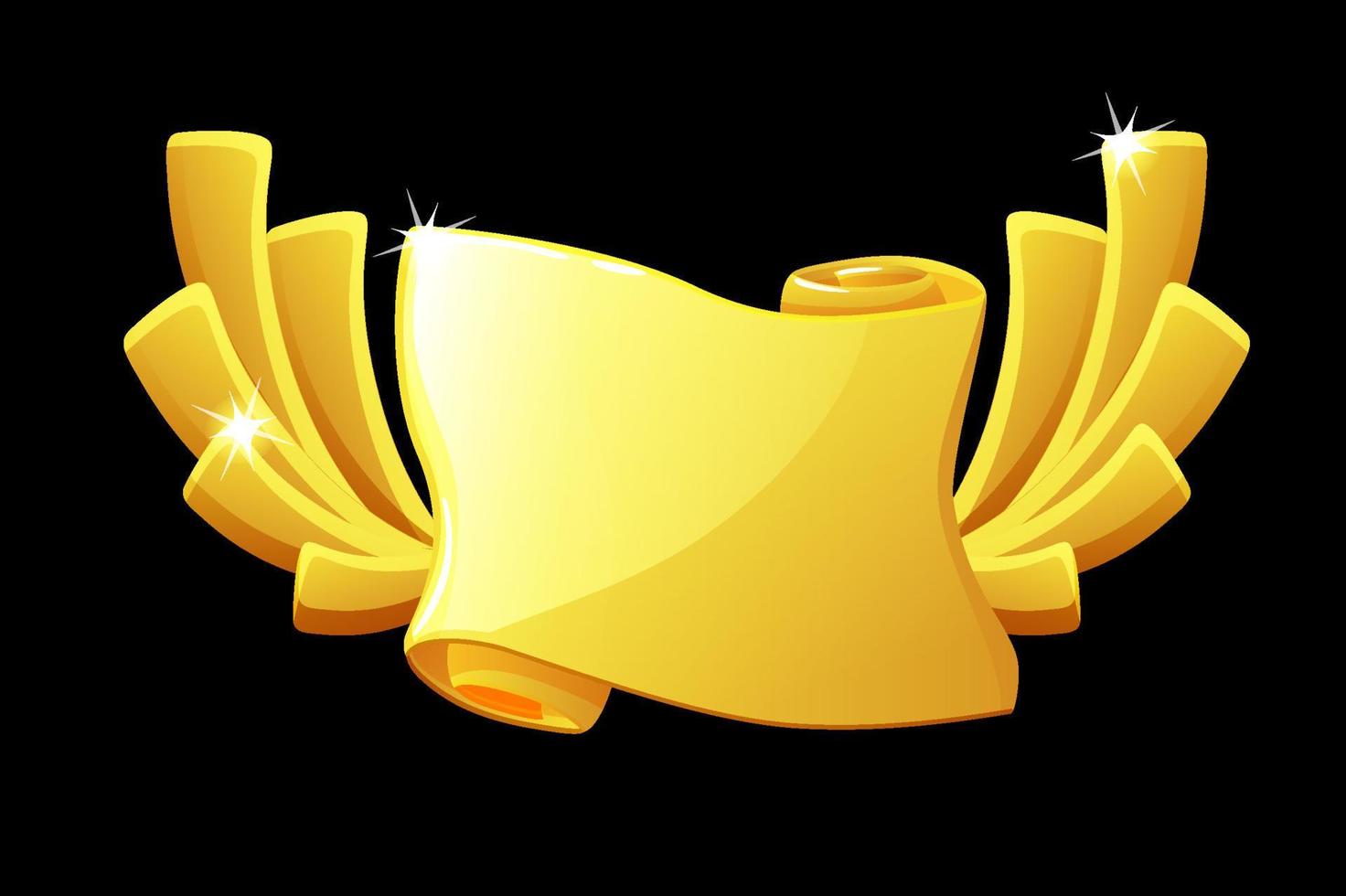papel de recompensa de rolagem de ouro, modelo em branco para a interface do usuário do jogo. papiro vazio de ilustração vetorial para prêmio vencedor de design gráfico. vetor