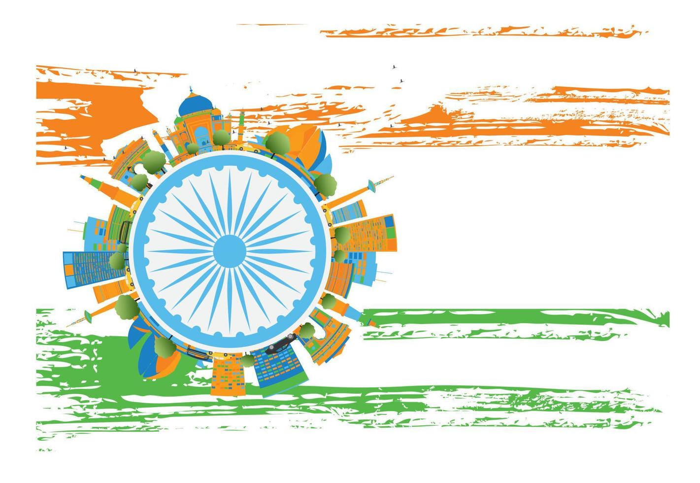 feliz bandeira do dia da república indiana. ilustração vetorial. vetor