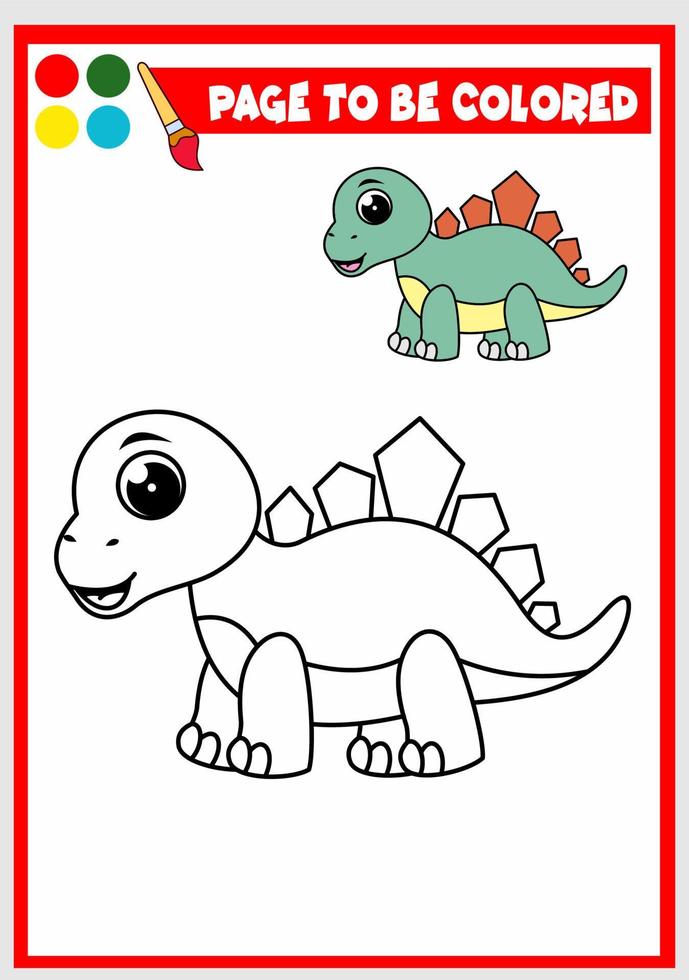 livro de colorir para crianças. vetor de dinossauro fofo