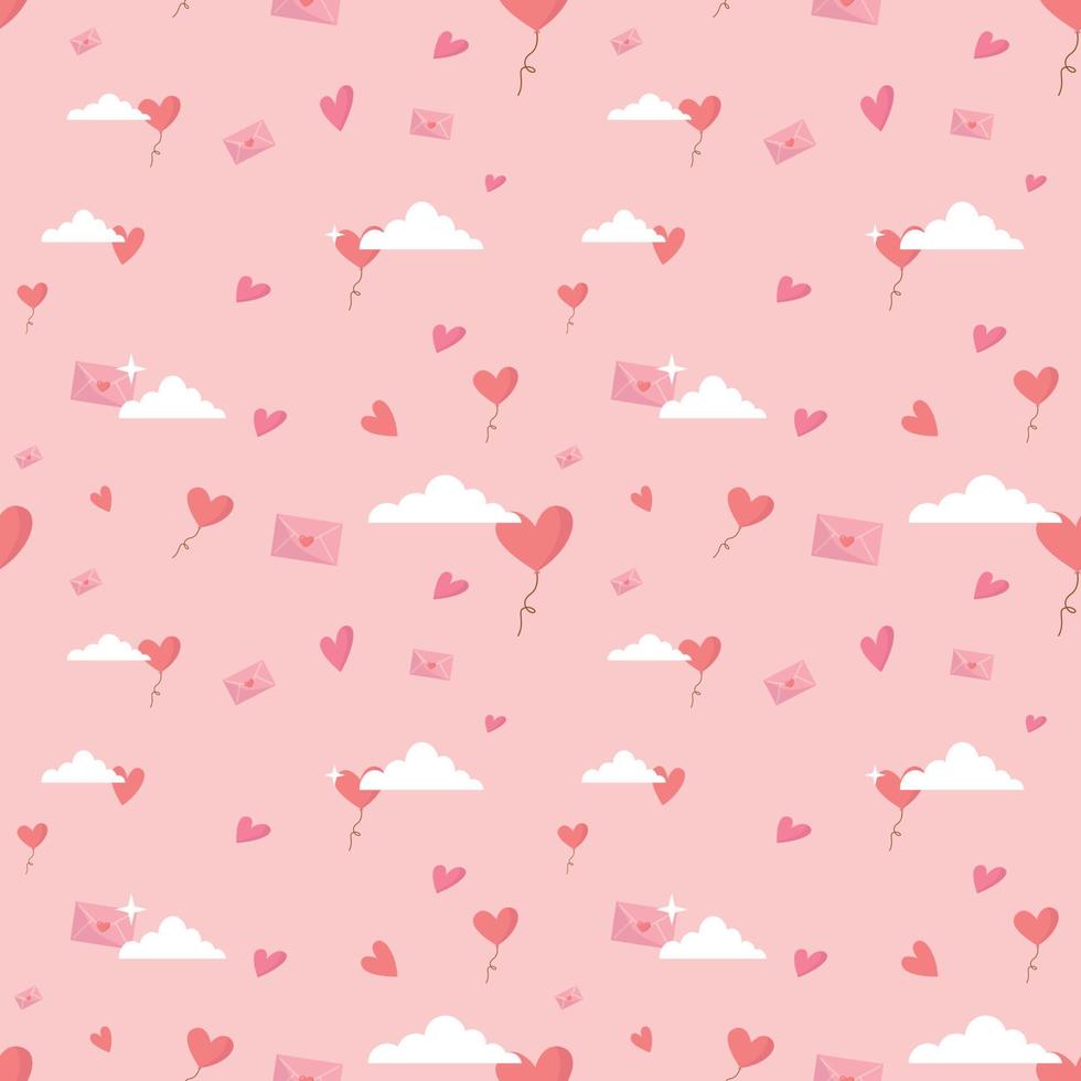 ilustração em vetor padrão sem emenda de fundo rosa. design para amor e relacionamento, dia dos namorados ou cartão de dia do casamento.