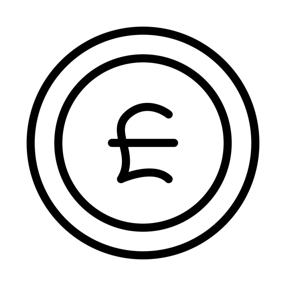 ícone de linha de moedas de libra isolado no fundo branco vetor