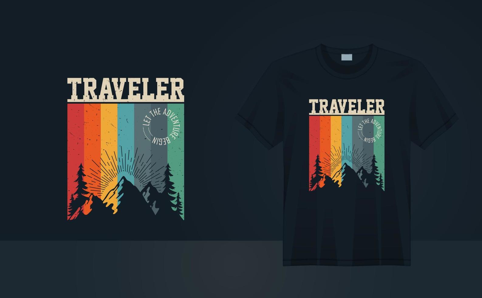 design de camiseta grunge vintage viajante para impressão de camiseta, pôster, arte de parede, roupas, ilustração vetorial de camiseta de moda vetor