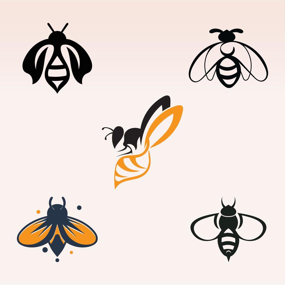 inspiração criativa simples de logotipo de abelha para vetor de modelo de negócios