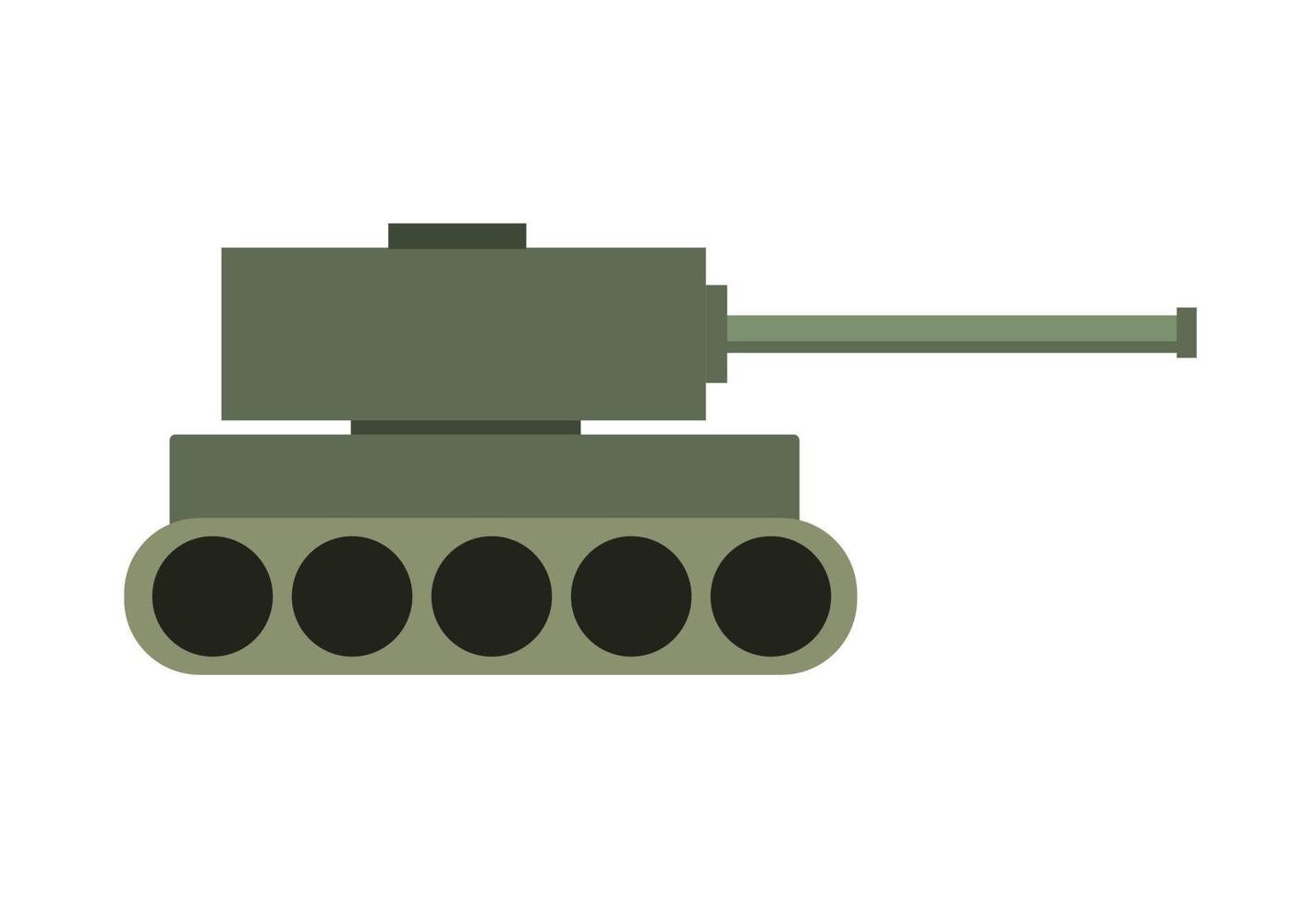 tanque militar de cor esverdeada. ilustração de tanque militar na guerra. ícone de vetor de tanque militar. tanque isolado no fundo branco.