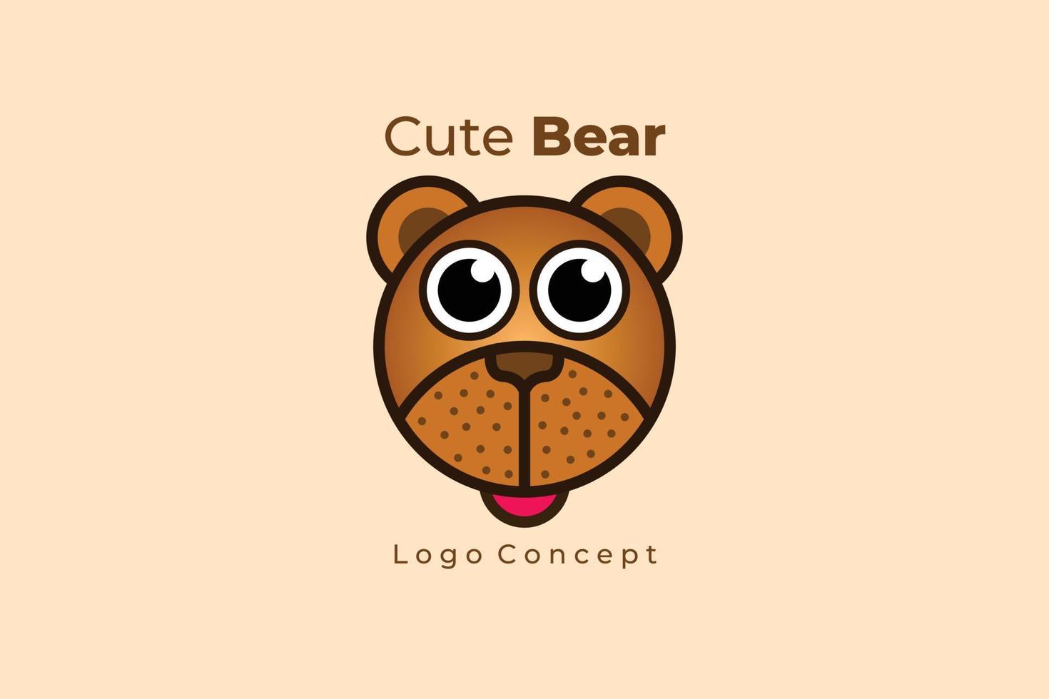 cara de urso pardo bonito com conceito de logotipo de língua para fora vetor