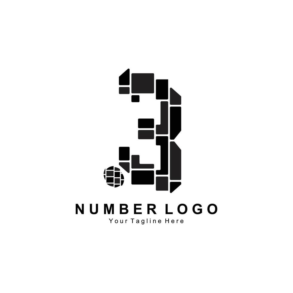 número 3 design de três logotipos, vetor de ícones premium, ilustração para empresa, banner, adesivo, marca de produto