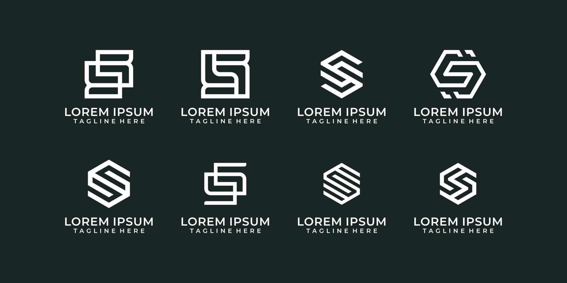 conjunto de pacote de design de logotipo da letra s vetor