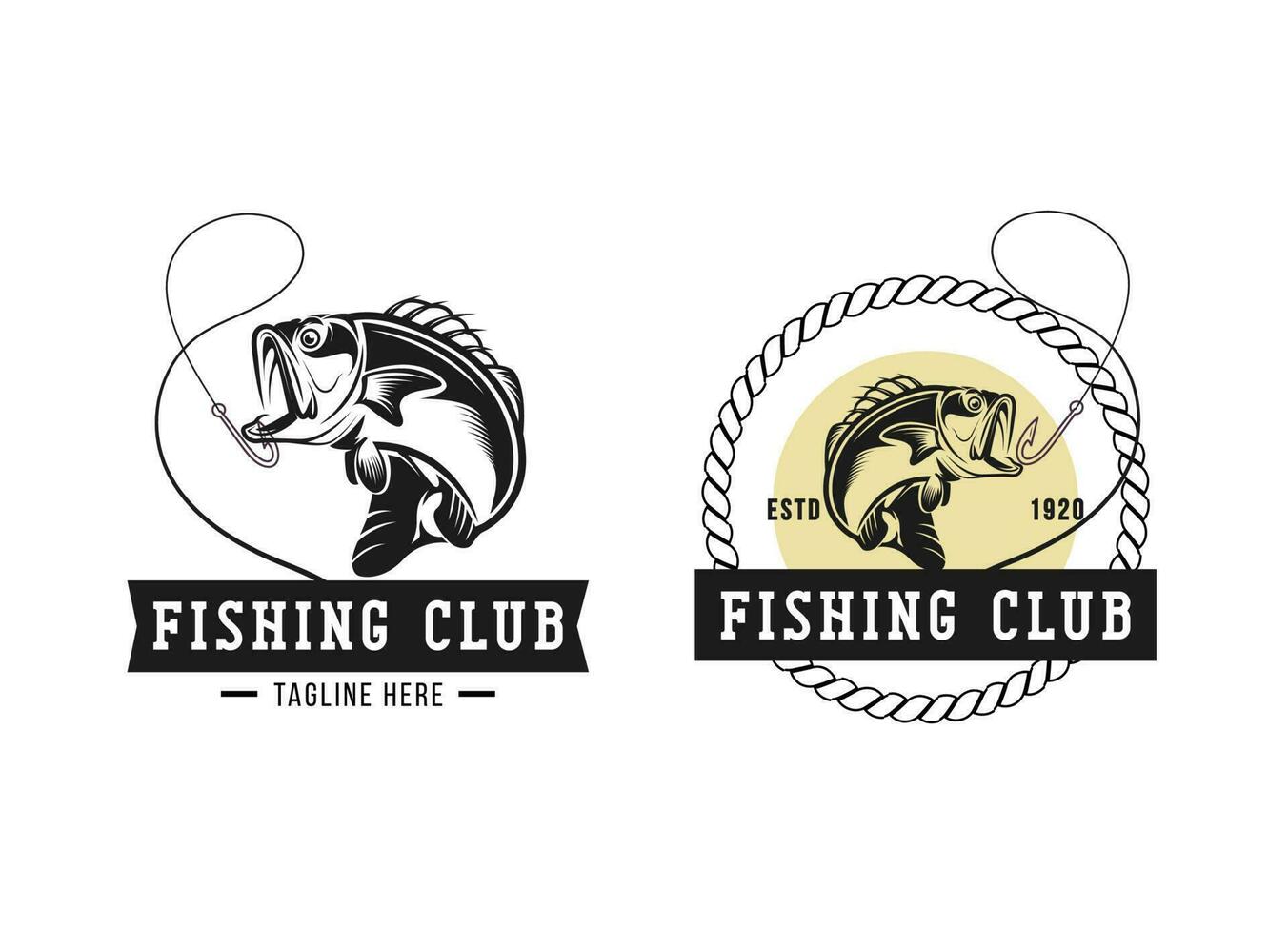 design do logotipo do emblema do clube de pesca. vetor