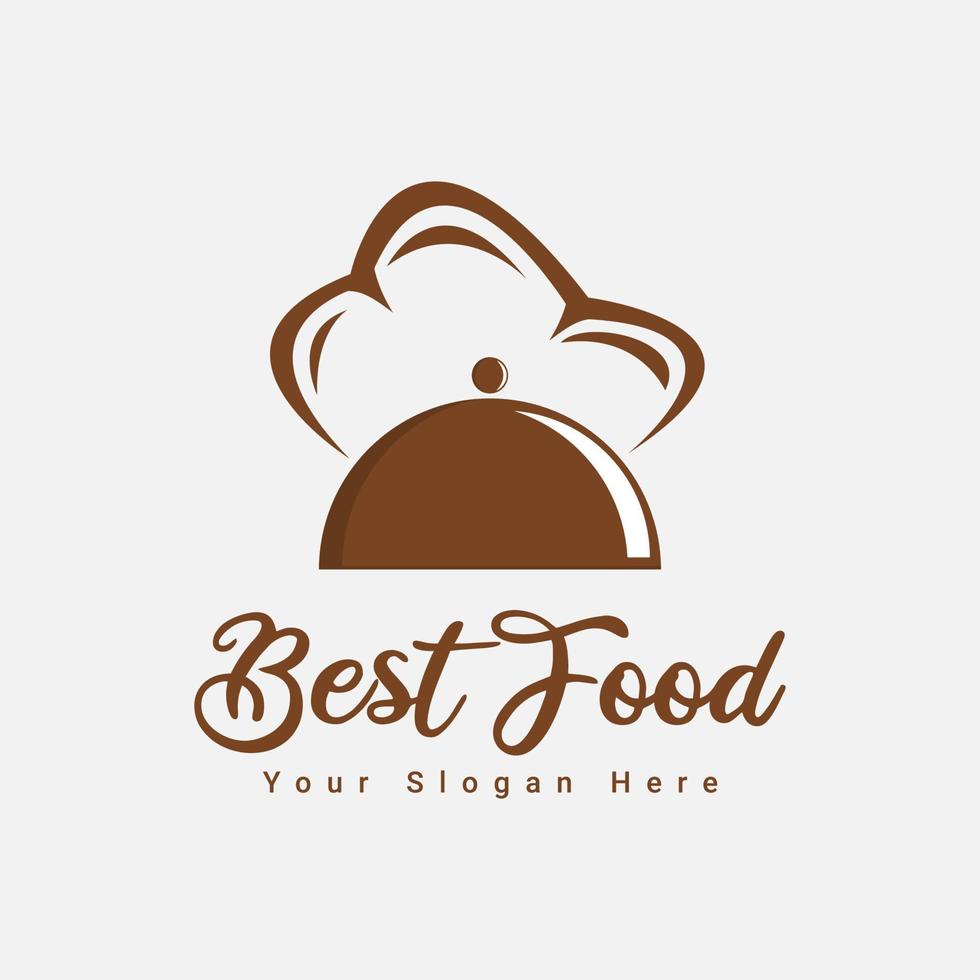 design de modelo de logotipo de restaurante simples e limpo na cor marrom, adequado para restaurantes, cafés, lojas, barracas de comida, menus de comida, etc. vetor