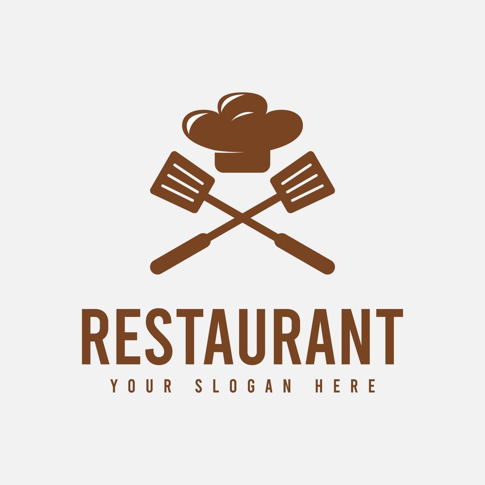 design de modelo de logotipo de restaurante simples e limpo na cor marrom, adequado para restaurantes, cafés, lojas, barracas de comida, menus de comida, etc. vetor