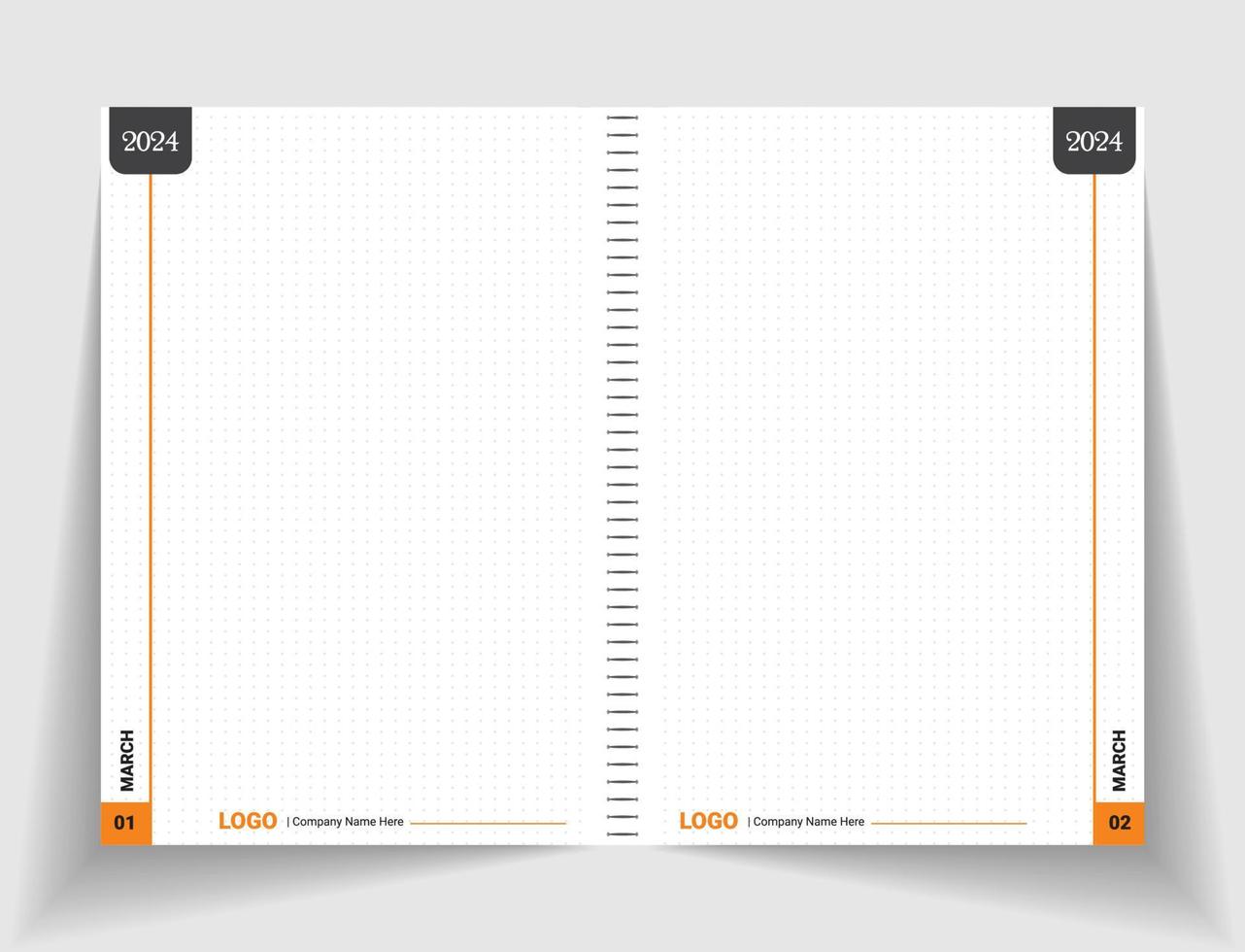 página interna de laticínios primavera caderno design de página layout de grade de pontos caderno de desenho vetor