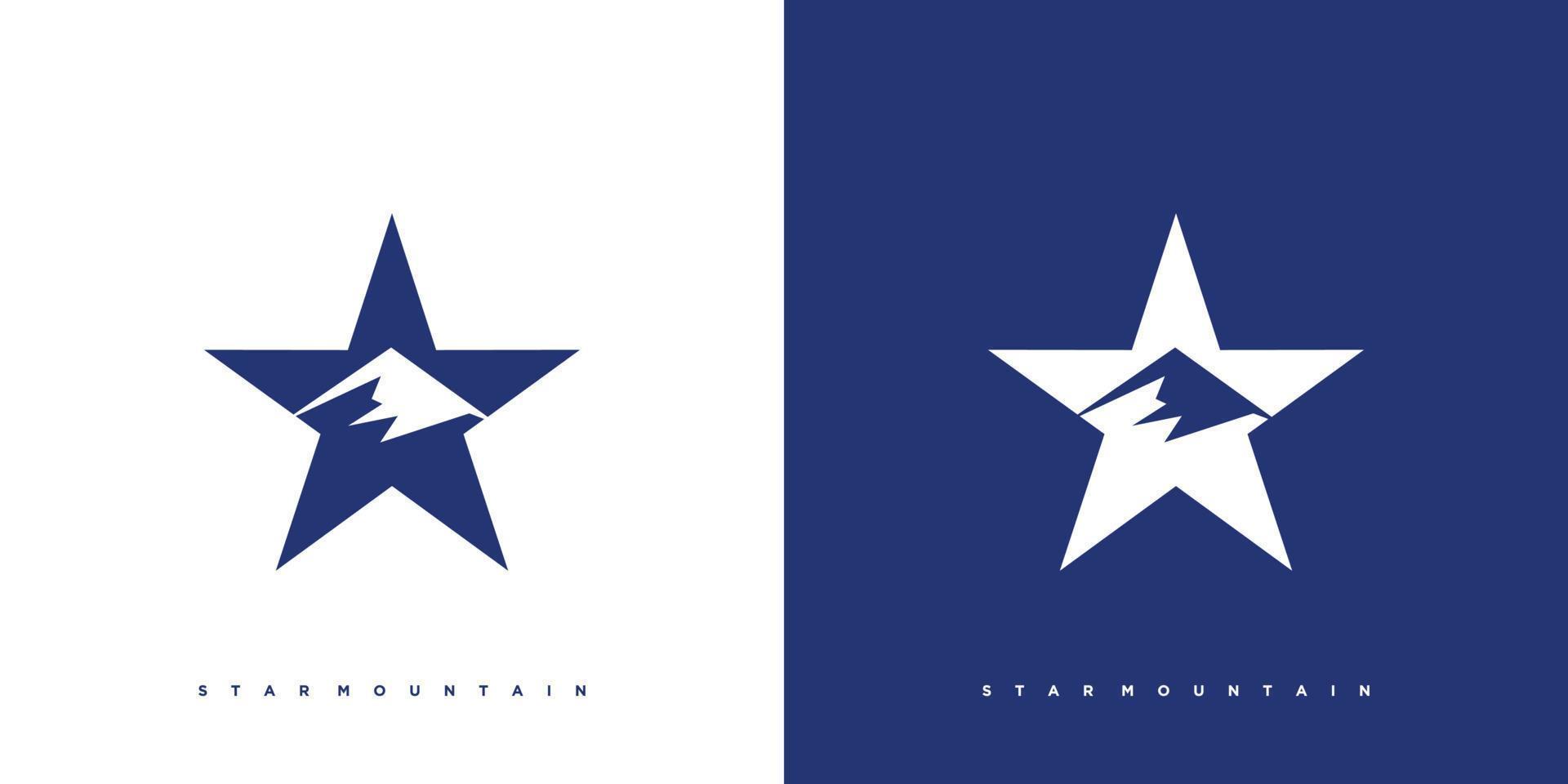 design de logotipo de estrela de montanha exclusivo e moderno vetor