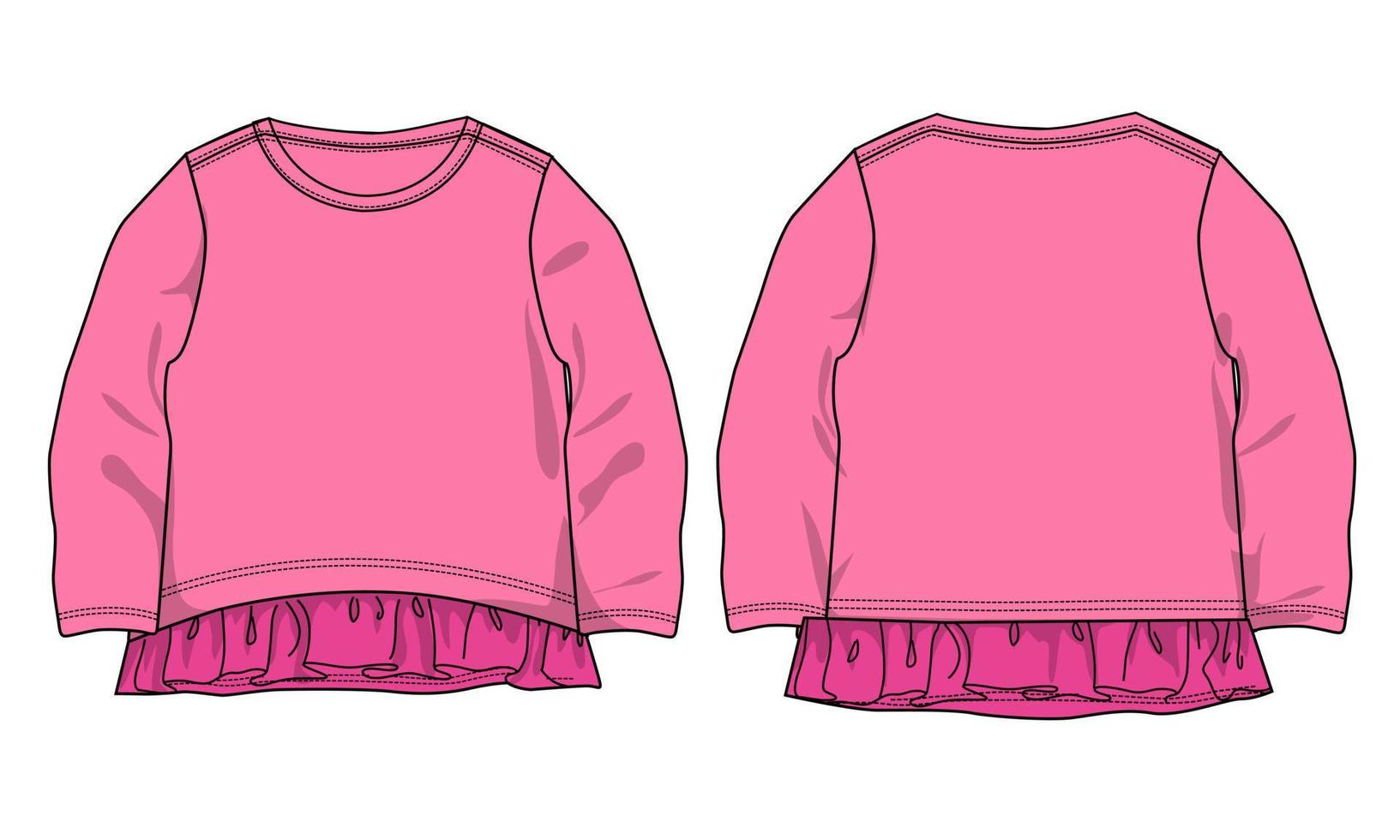 bebê meninas vestido design moda esboço plano ilustração vetorial modelo de cor roxa vetor