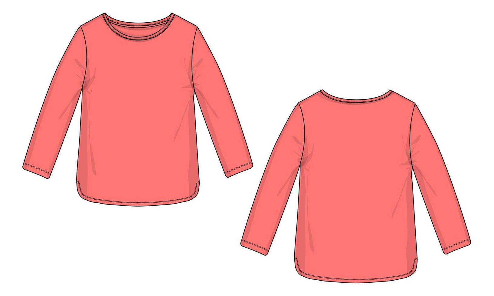 manga longa gola redonda t camisa vestido design ilustração vetorial modelo de cor roxa para senhoras vetor