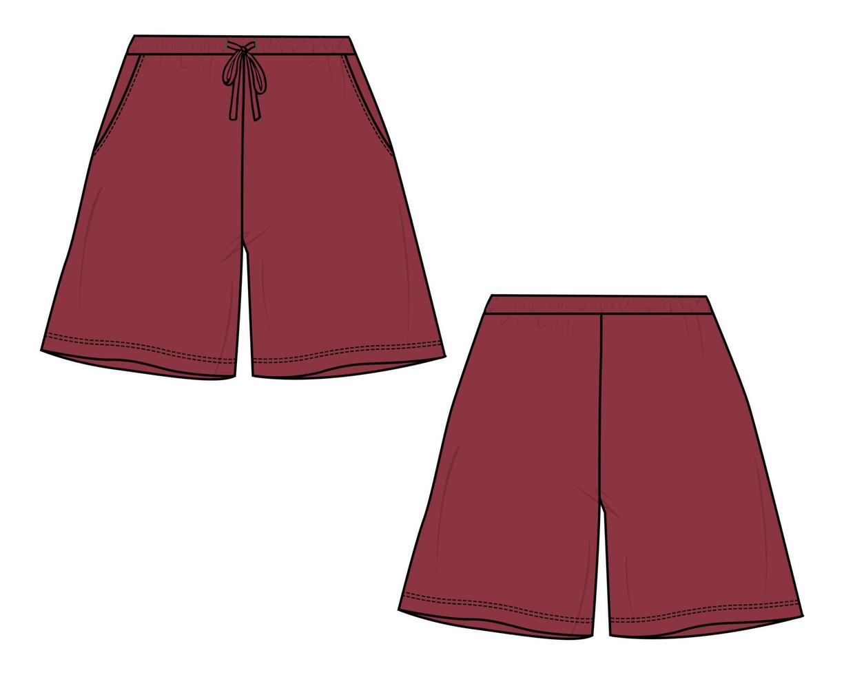 modelo de ilustração vetorial de desenho plano de moda técnica de shorts para meninos vetor