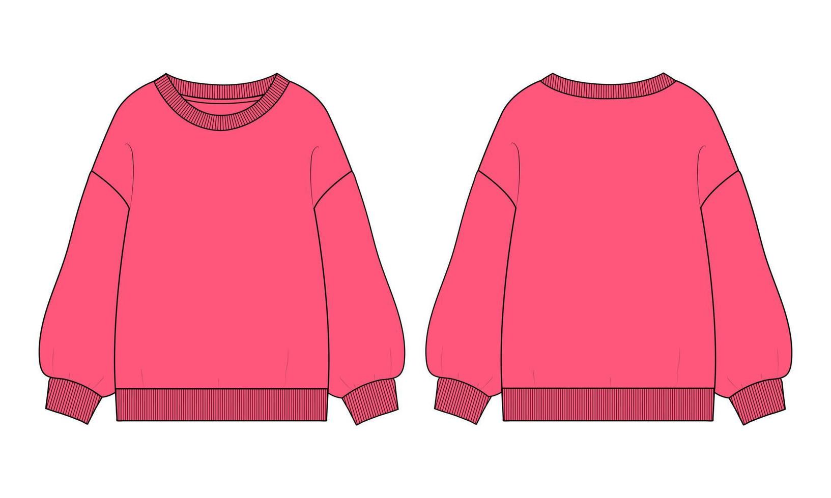 moletom moda técnica de desenho plano ilustração vetorial modelo de cor roxa para mulheres vetor