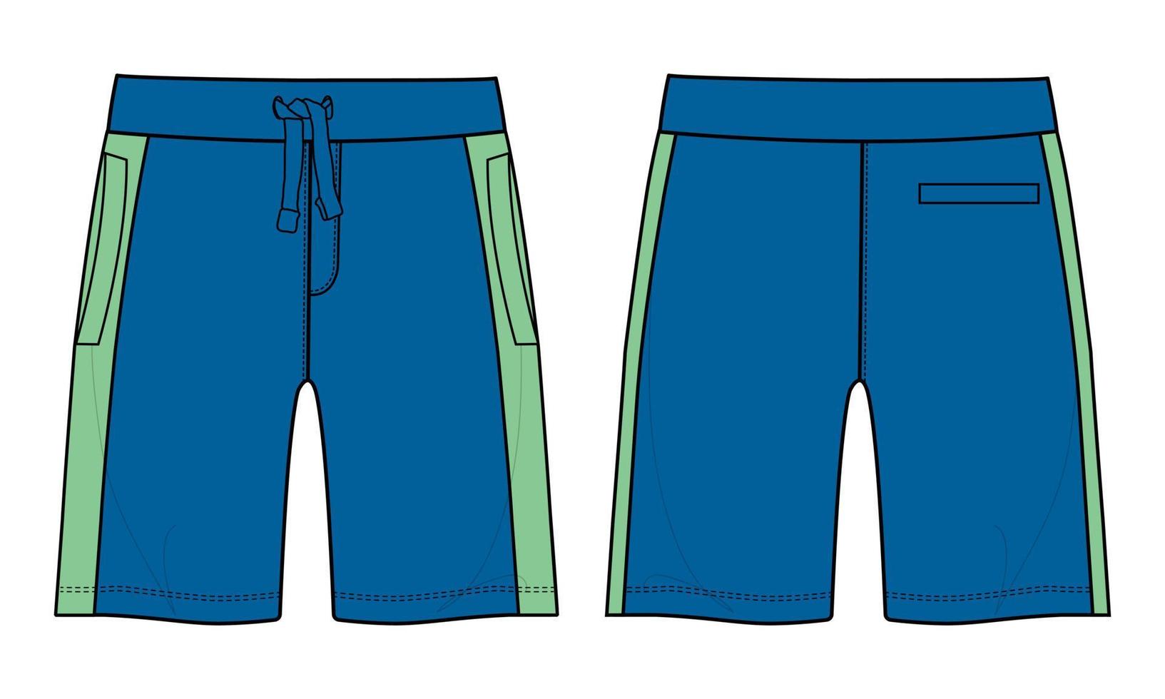 meninos calções de suor calça técnica moda desenho plano ilustração vetorial modelo de cor azul vetor