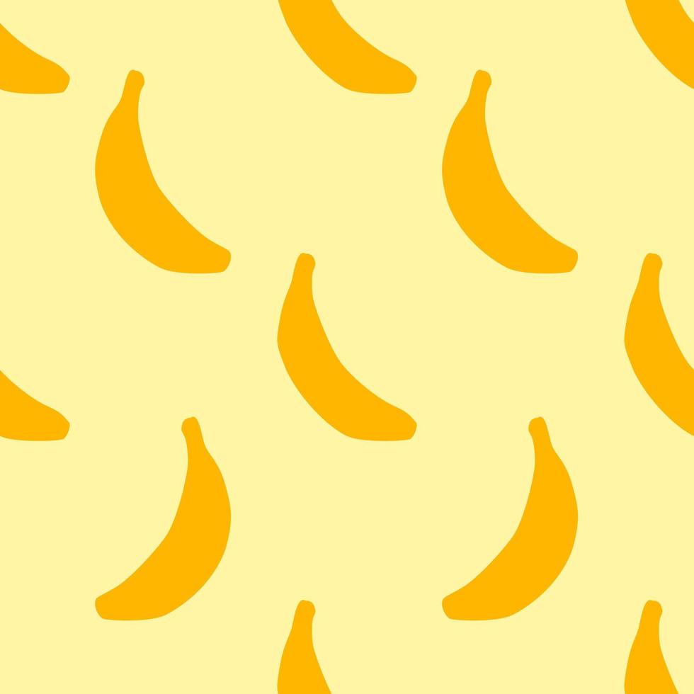 padrão sem emenda de bananas amarelas, em estilo design plano. frutas de banana de desenho animado desenhadas à mão em fundo amarelo, design simples de repetição. ilustração de verão. vetor