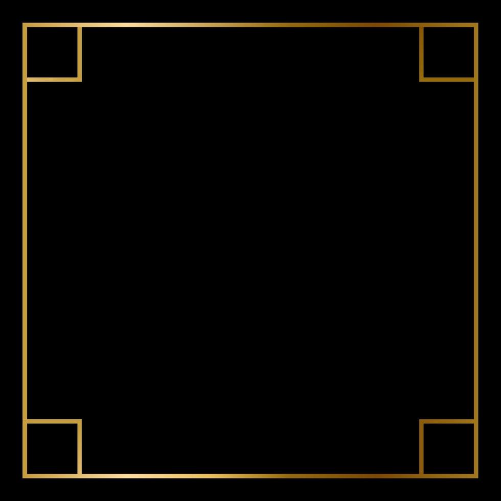moldura quadrada dourada sobre fundo preto. eps10 vetor
