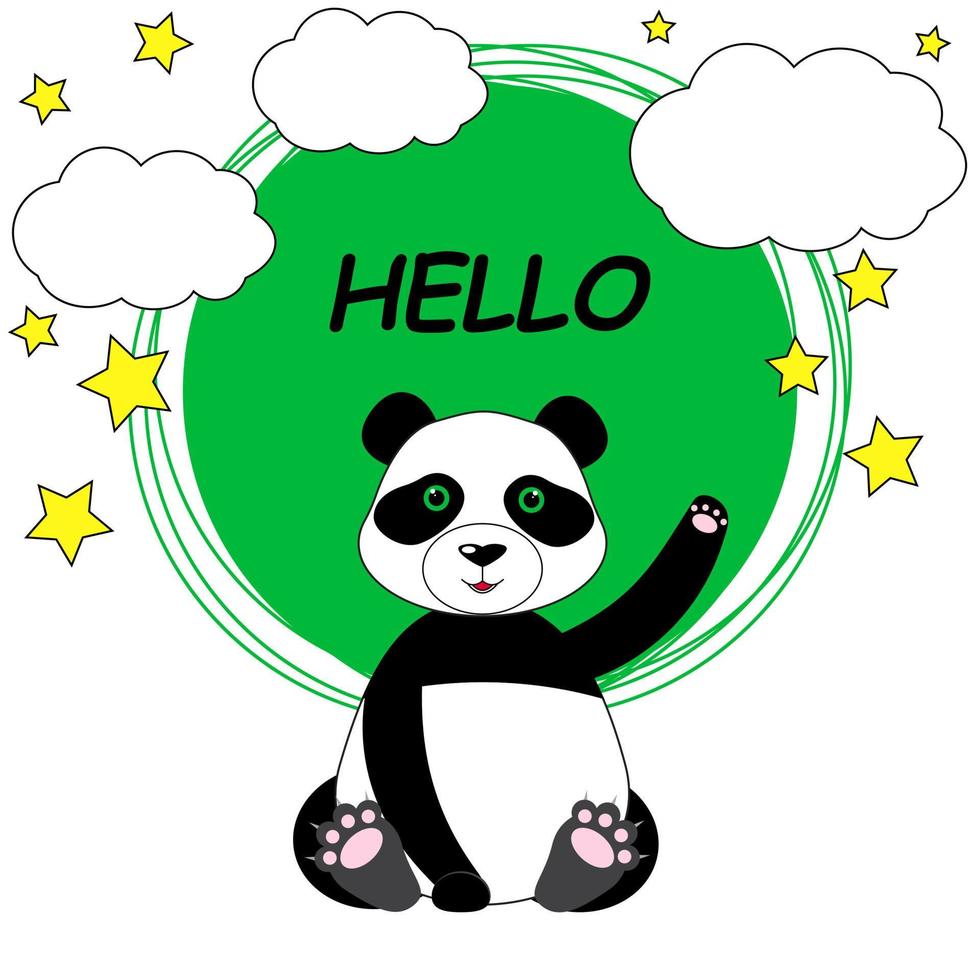 panda bonito acenando com a pata. personagem de desenho animado panda. saudações. cartão postal. adesivo. ilustração vetorial isolada no fundo branco vetor