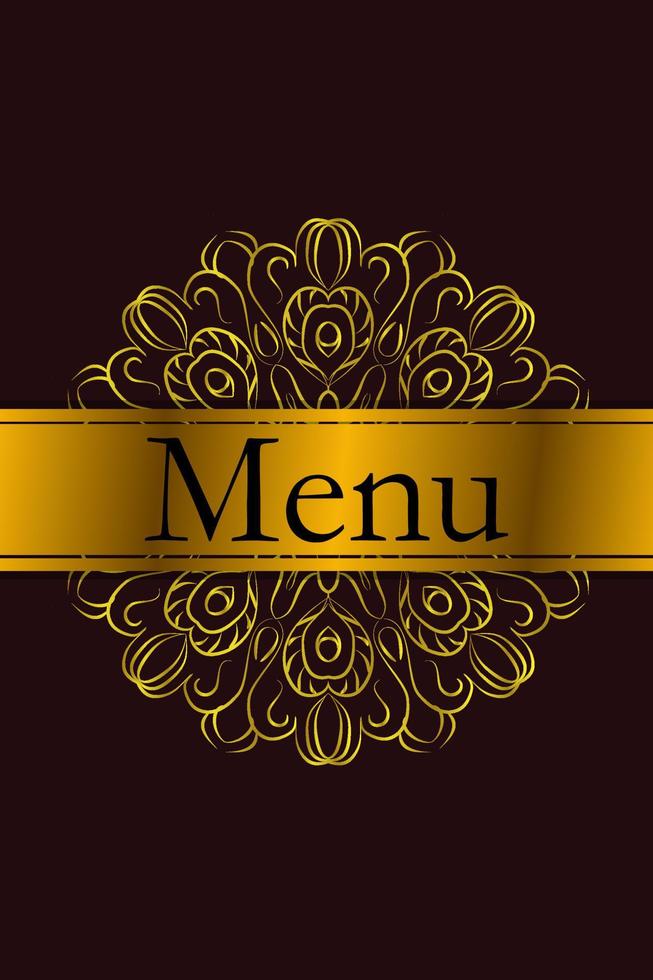 menu para um restaurante ou café. padrões de mandala dourada vintage. ilustração vetorial vetor