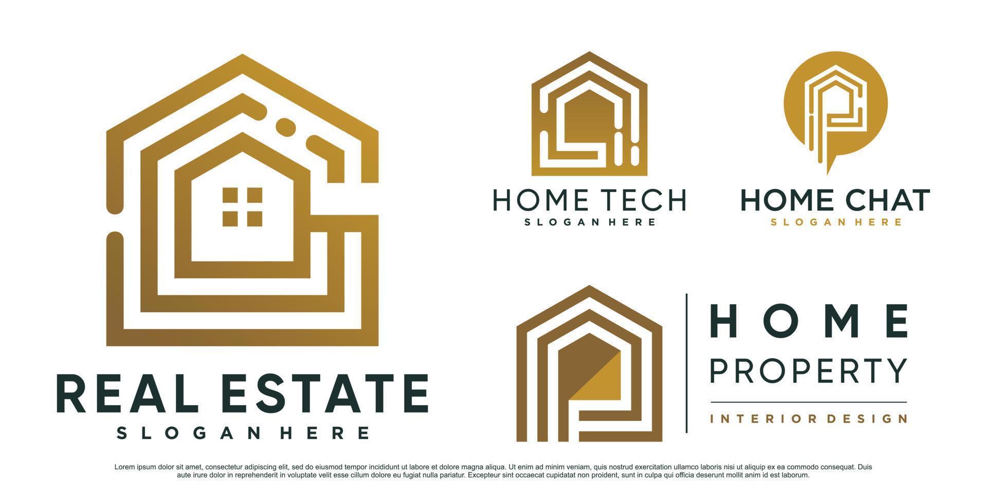 conjunto de inspiração de design de logotipo imobiliário para negócios com vetor premium de conceito moderno criativo