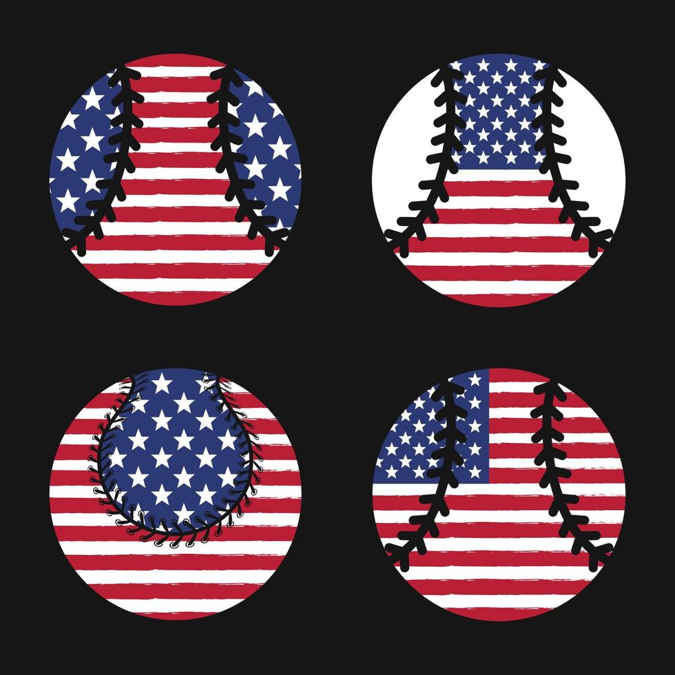 vetor de beisebol da bandeira americana