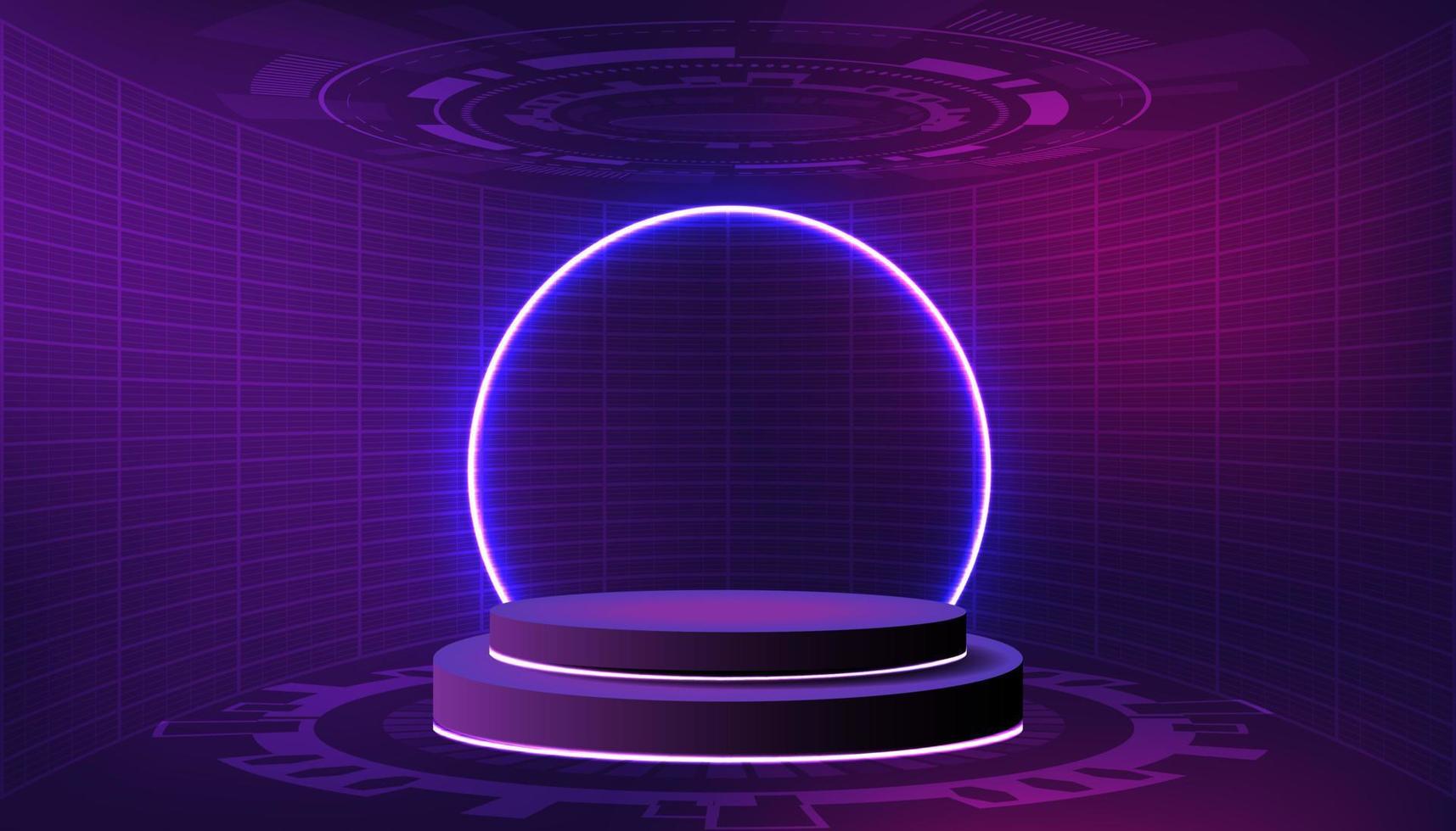 holograma podium.futuristic círculo roxo vector hud.ui podium.modern technology.gaming.