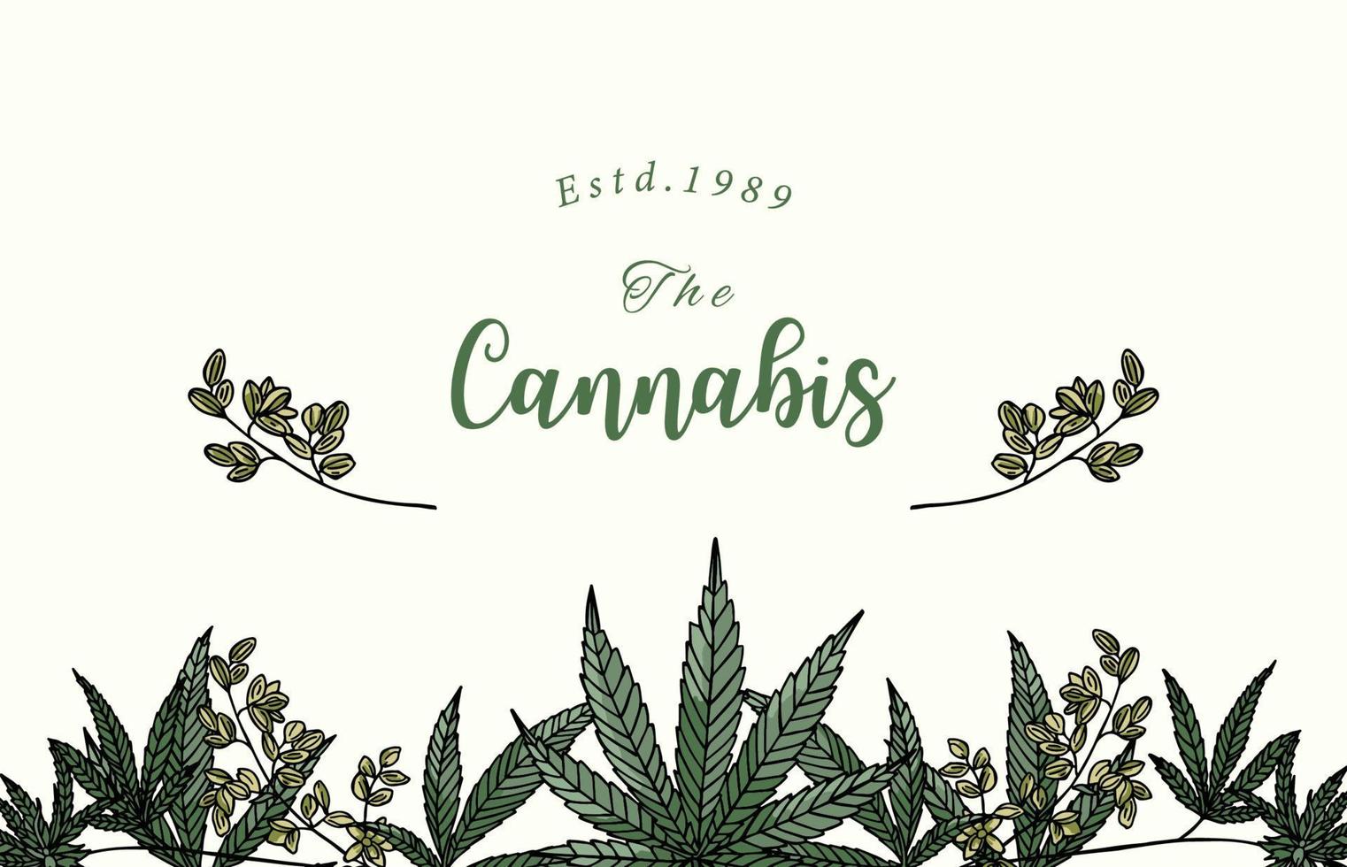 coleção de fundo de cannabis com ilustração vetorial verde editável para site, convite, cartão postal e adesivo vetor