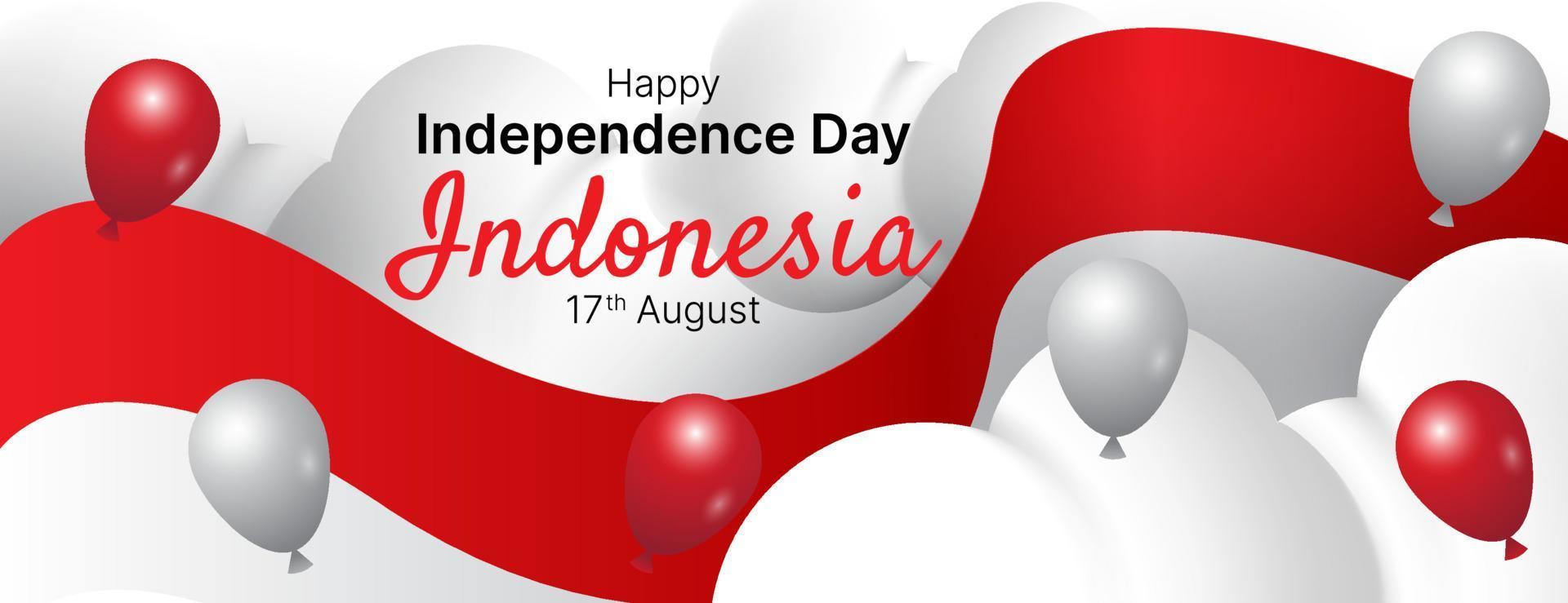 fundo de banner do dia da independência da indonésia com bandeira indonésia. ilustração vetorial vetor