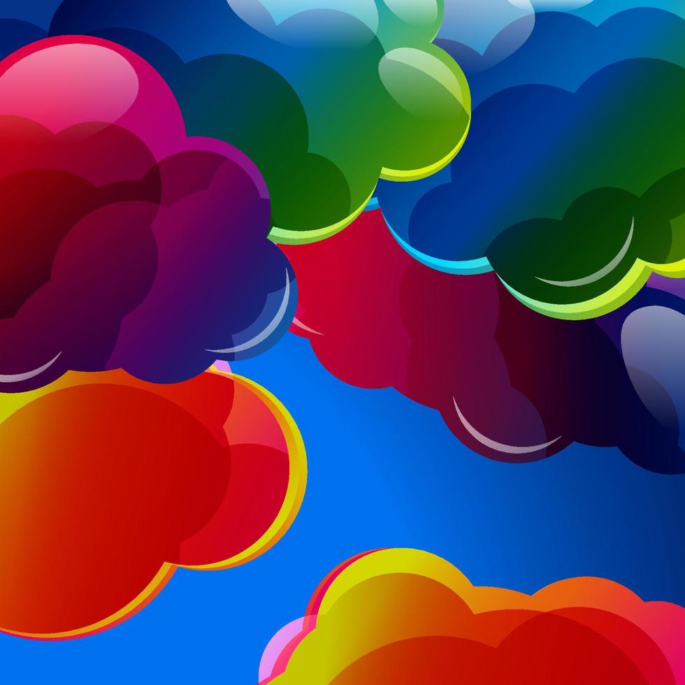 abstrato com nuvens coloridas iluminadas na ilustração azul sky.vector. vetor