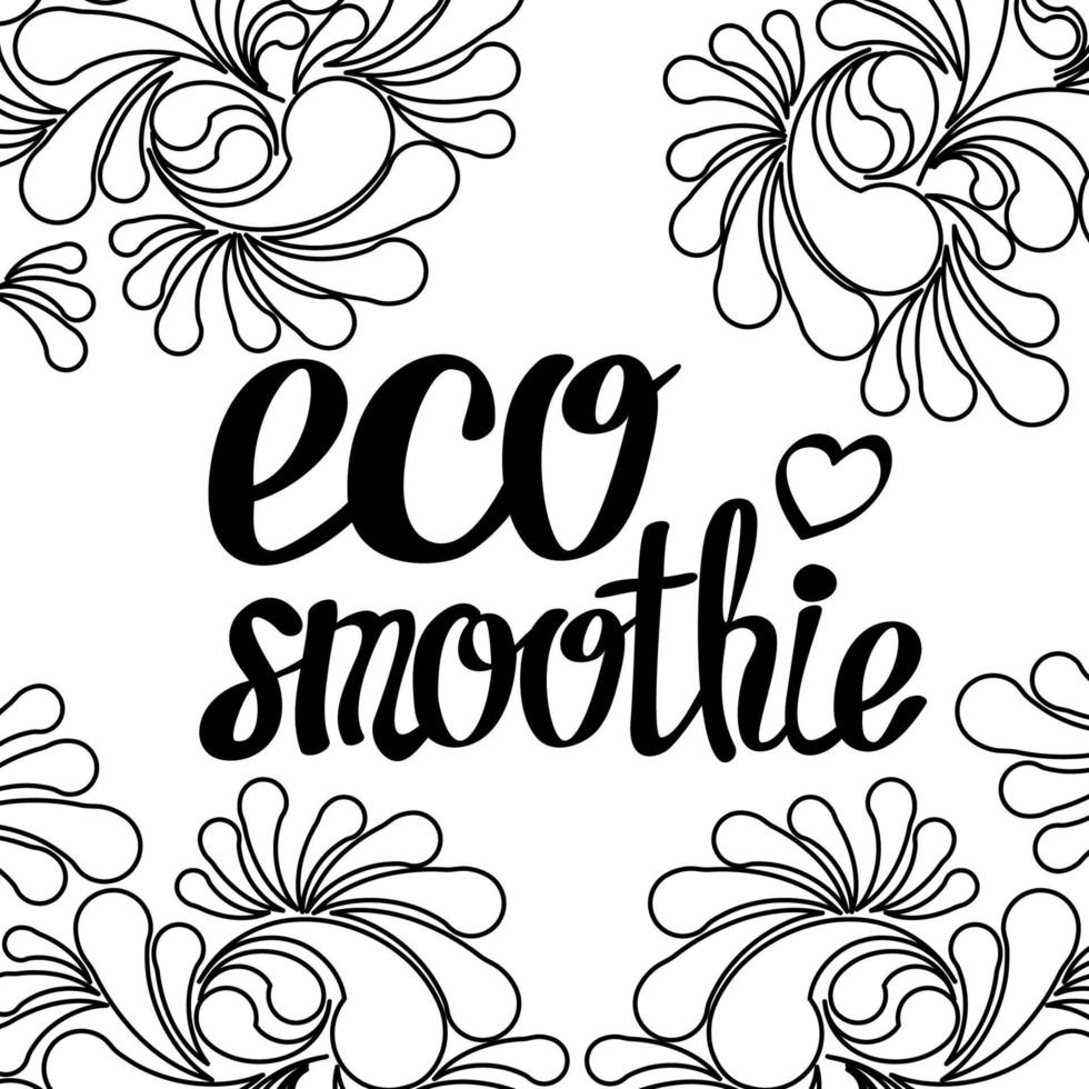 letras de caligrafia para eco, bio, bom, verde, natural, fresco, vegan, desintoxicação, smoothie de energia orgânica. vetor