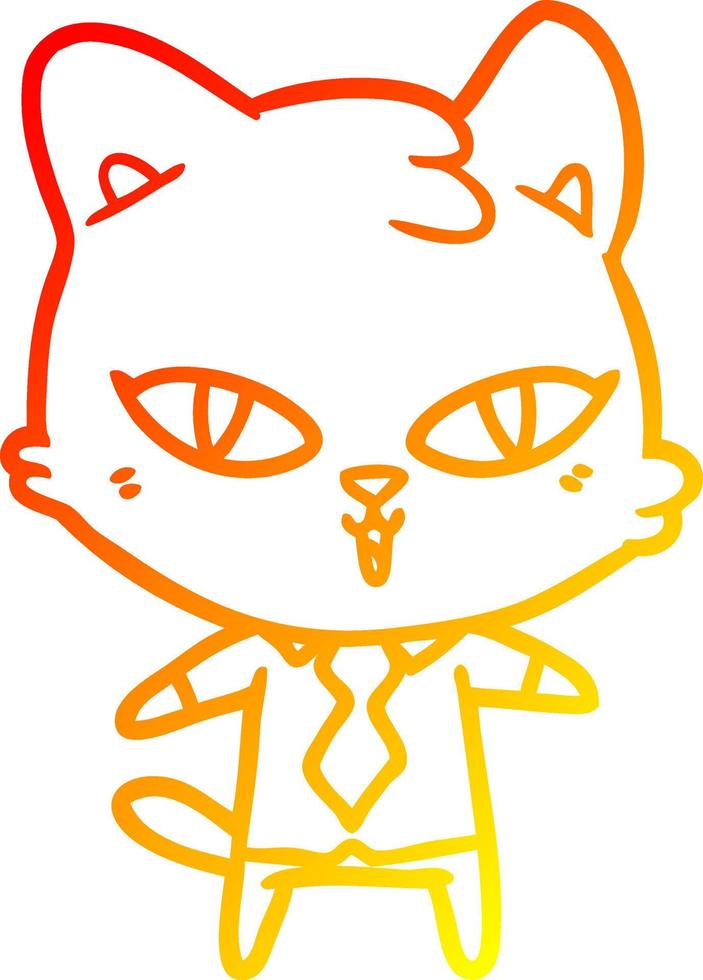 gato de desenho animado de desenho de linha de gradiente quente vetor