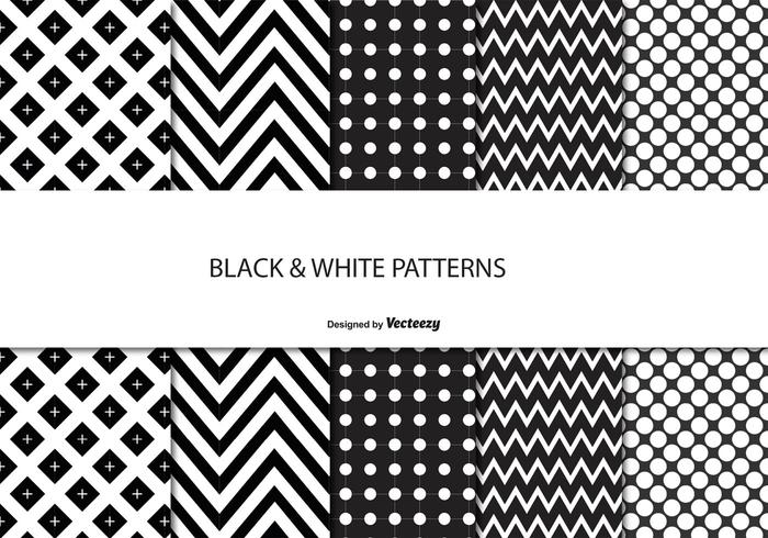 Conjunto de padrões preto e branco vetor