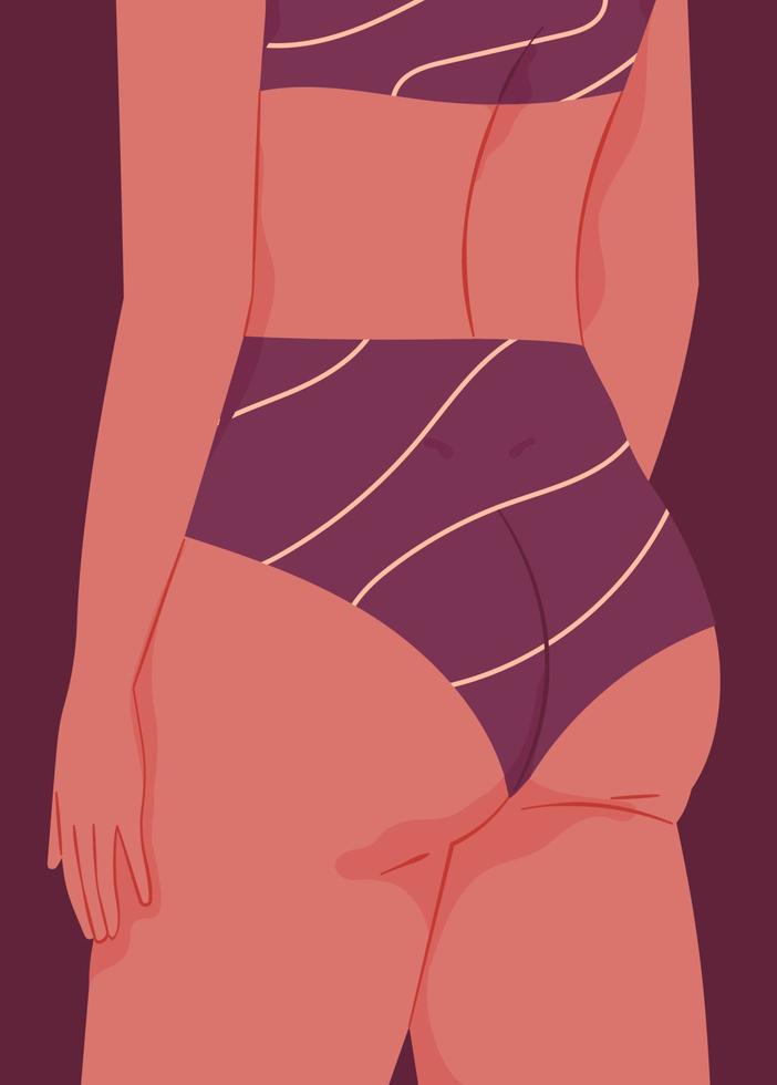 fragmento de um corpo feminino. mulher de lingerie por trás. vetor