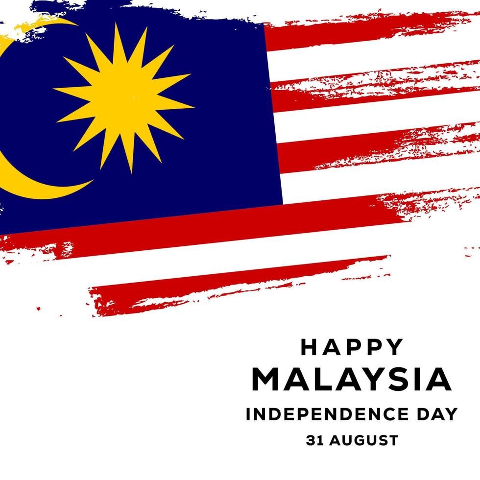 dia da independência da malásia com pincelada bandeira da malásia vetor