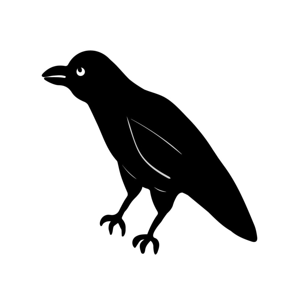 doodle corvo desenhado à mão místico corvo assustador magia pássaro escuro vetor