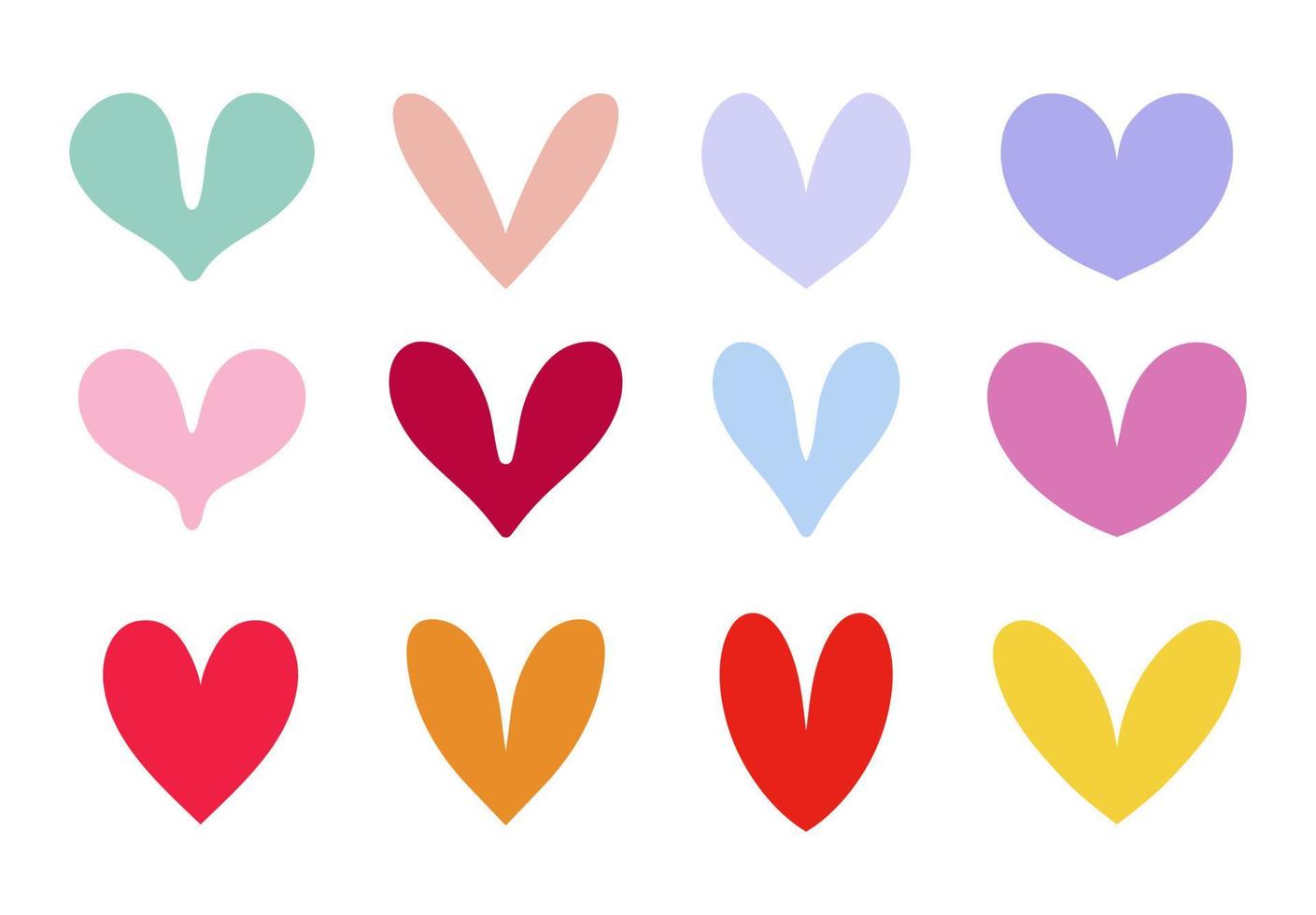 conjunto de diferentes elementos de design de formas de coração para convite de modelos de mídia social de cartão vetor