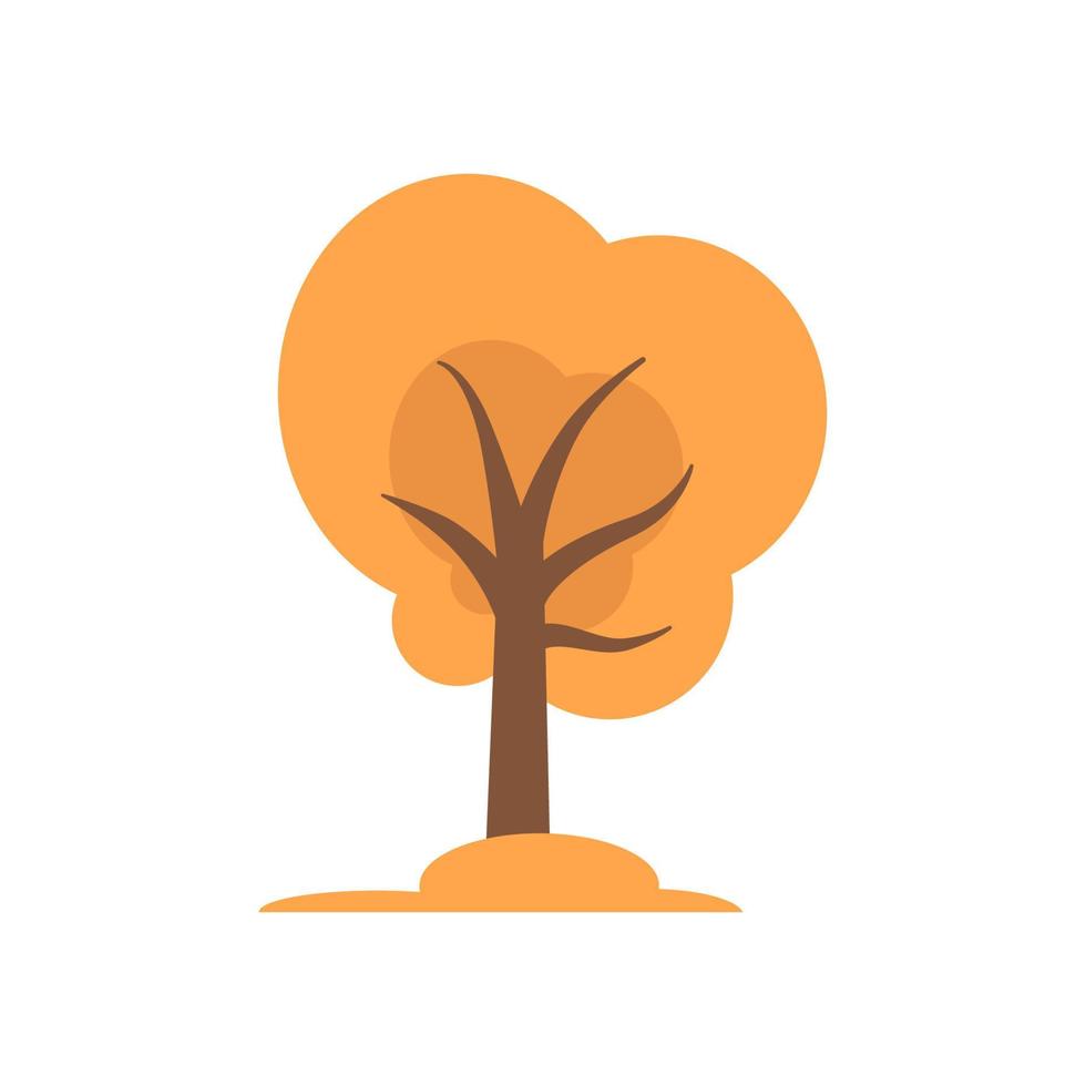 árvore de outono de vetor. cair laranjeira em design plano. vetor