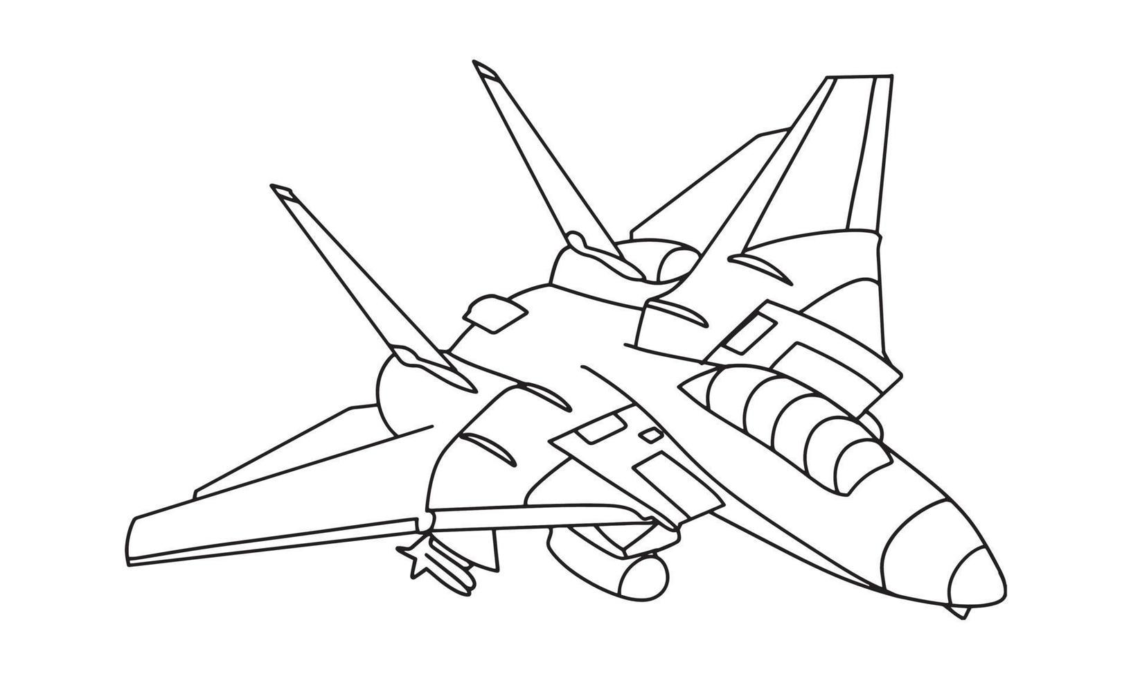 avião desenho ilustração em vetor arte linha para livro de colorir. desenho de avião de desenho animado para livro de colorir para crianças e crianças. desenho de arte de esboço para livro de colorir. caça e helicóptero.